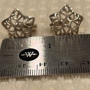 Silver Star within Star Filigree Pierced  Earrings with Lever Back Closure